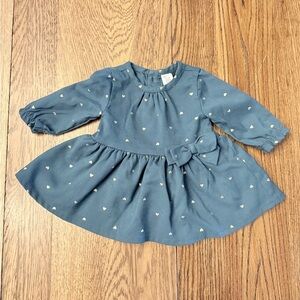 Carter's Teal Infant Girls 3 Mo Dress with Heart Accents (lined). EUC AC